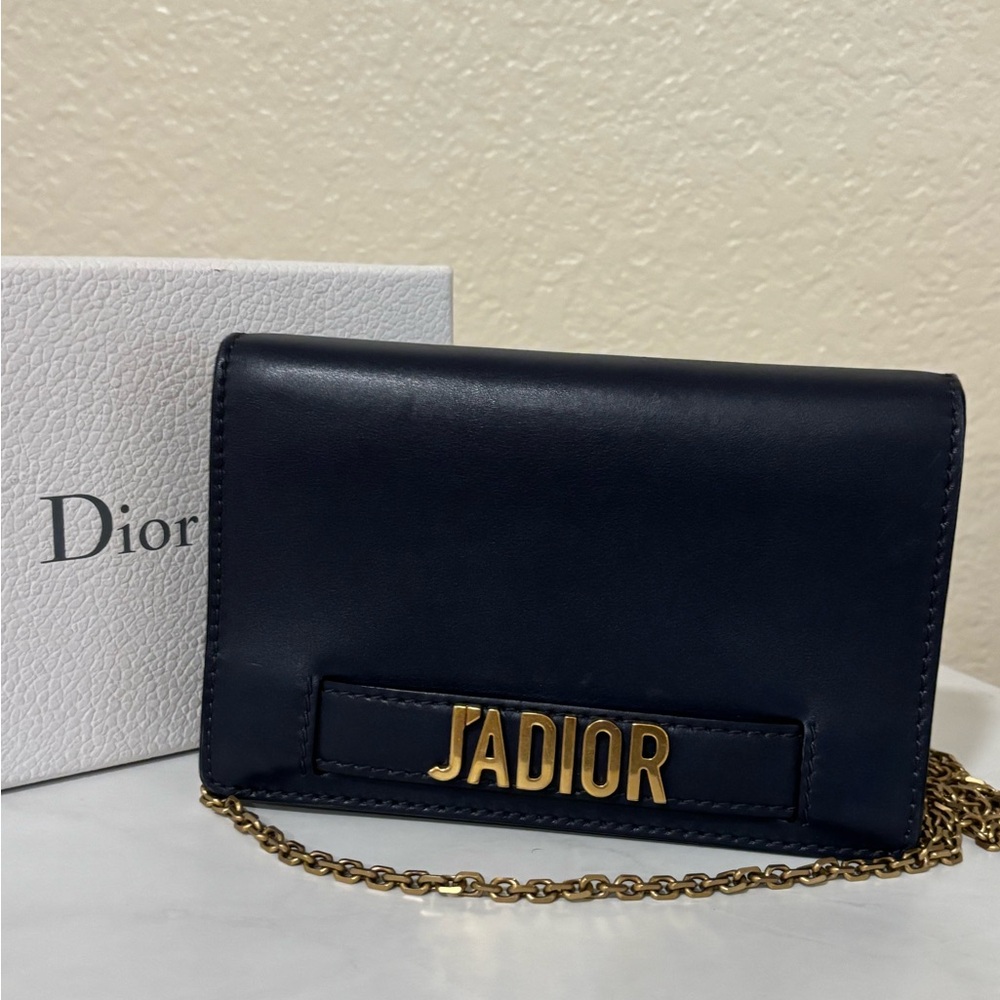 Dior J'Adior Navy Crossbody / Clutch with gold chain